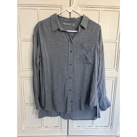 Athleta size small gray button down shirt blouse top viscose & wool - Picture 1 of 3